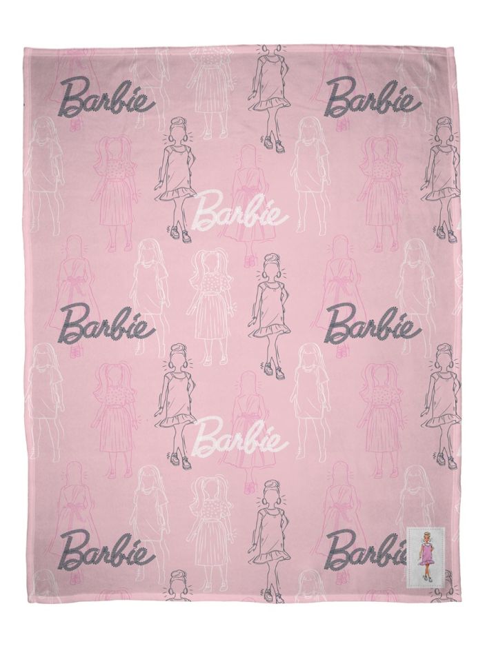 Personalized Hot Pink Movie Inspired Barbie Blanket - Repeating